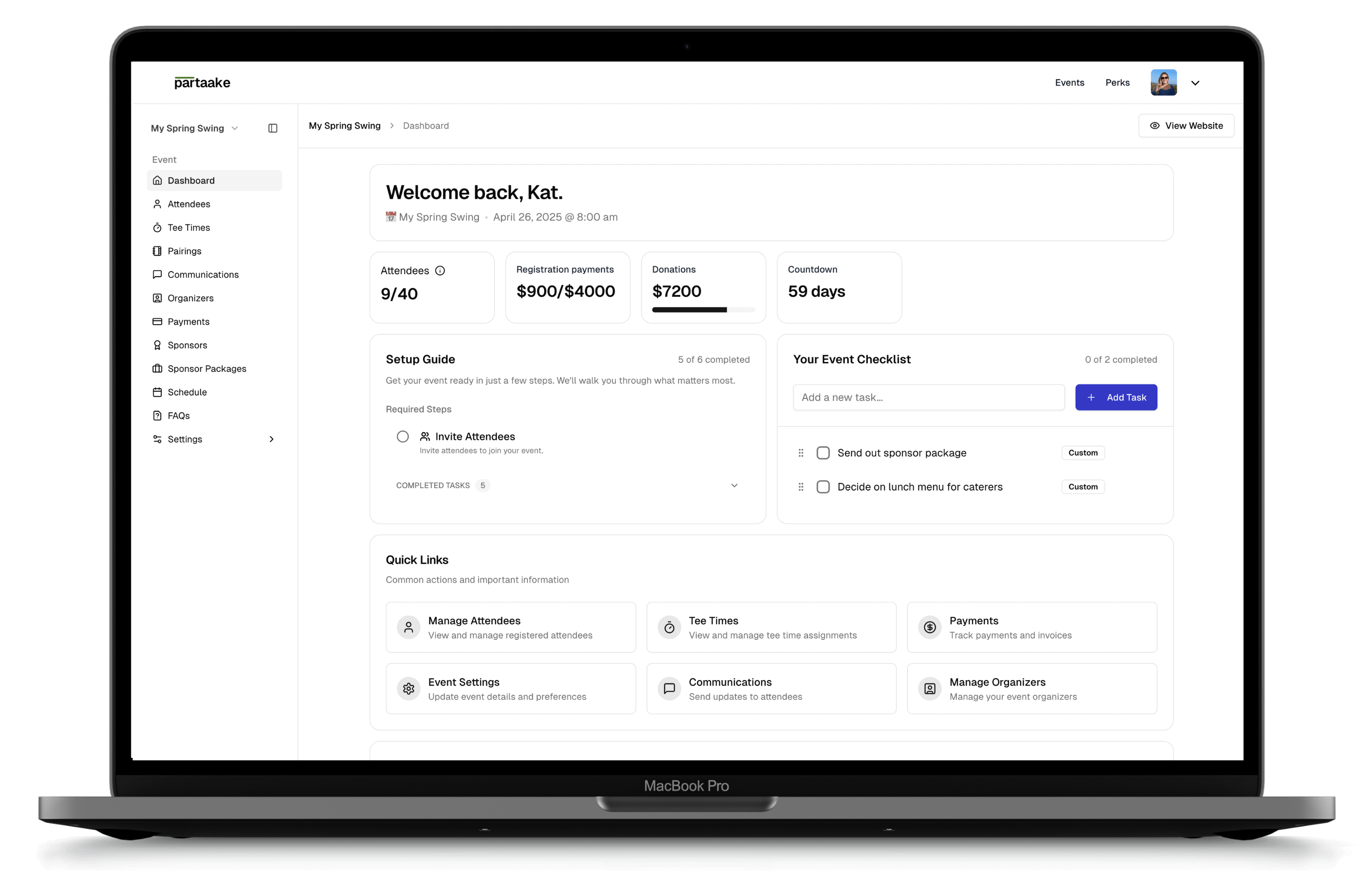 Dashboard mockup